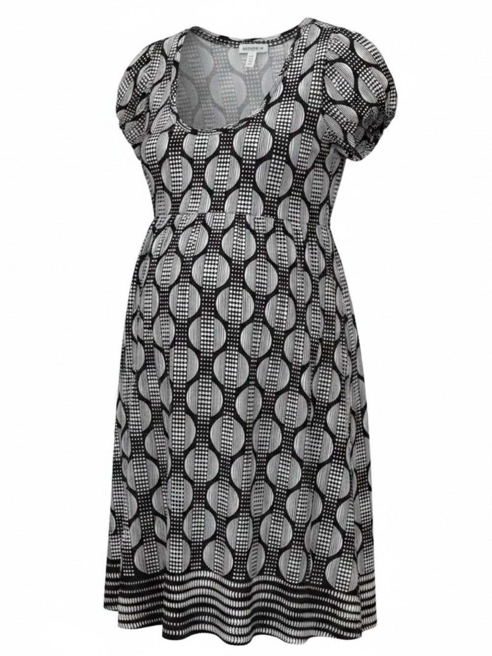 duo Maternity Black & White Polka Dot Trim Geometric Maternity dress